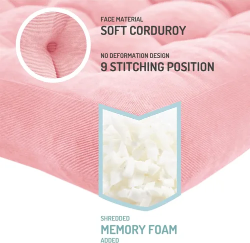 Miniatura 42 de Juego de 2 almohadas de suelo de meditación, almohadas cuadradas grandes para adultos, cojín de pana copetuda para sala de estar de tatami, gris, 22