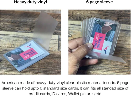 Miniatura 7 de Juego de 2 portatarjetas de tarjetas de crédito de vinilo resistente para tarjetas de crédito, insertos fabricados en Estados Unidos, Gris