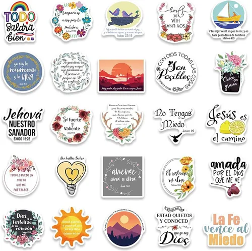 Miniatura 8 de Calcomanías cristianas de Jesús en español, inspiradoras en español, 50 unidades, calcomanías de fe con versículos bíblicos Kechup Biblia