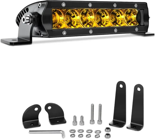 Miniatura 7 de Chelhead Barra de luz LED delgada, barra de luz de 7 pulgadas, haz de inundación, luz antiniebla amarilla, fila única, 30 W, 3600 lm, barra de faros