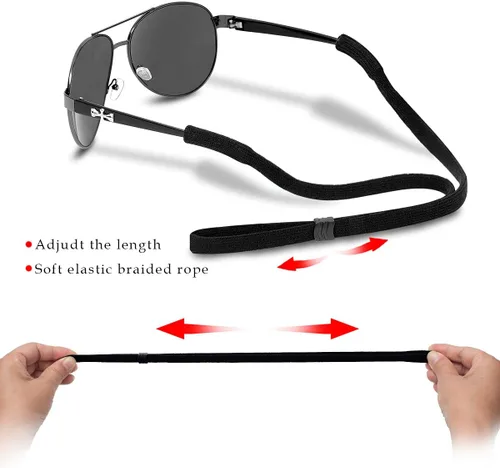 Miniatura 2 de Correa de gafas (2 piezas) Correa de gafas deportivas Retenedor ajustable de gafas de sol para hombres mujeres Paquete de 2 (negro)
