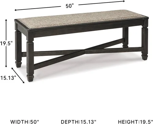 Miniatura 3 de Signature Design by Ashley Tyler Creek Farmhouse - Banco de comedor tapizado con patas cónicas, tela tejida pesada, madera, asiento de 19.5 pulgadas