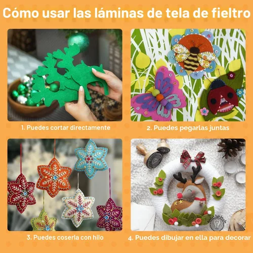 Miniatura 7 de Hojas de fieltro de 8 x 12 pulgadas para manualidades, 40 piezas hojas de tela cuadradas, paquete de colores surtidos no tejidos, 1mm de grosor