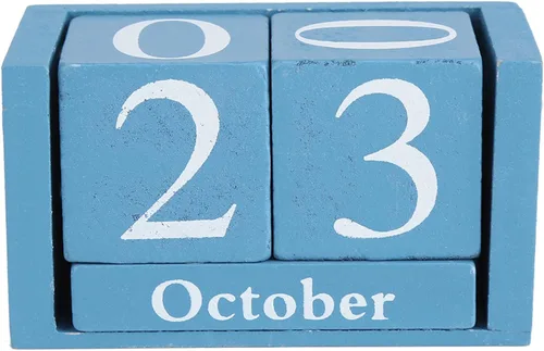 Miniatura 7 de Calendario de madera vintage, calendario perpetuo de escritorio, calendario de madera vintage, bloque de madera de escritorio, fecha de mes, Negro