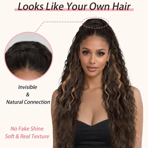 Miniatura 6 de ORSUNCER - Extensión de cola de caballo con clip de garra de 30", con clip, extensiones de pelo sintético de aspecto natural y esponjoso