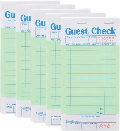 Miniatura 16 de Stock Your Home Libros azules de cheques de invitados para servidores (paquete de 20) bloc de notas de servidor, cuaderno de cheques de camarero