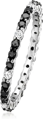 Miniatura 3 de Ross-Simons 0.50 ct. t.w. Black and White Diamond Eternity Band in 14kt White Gold