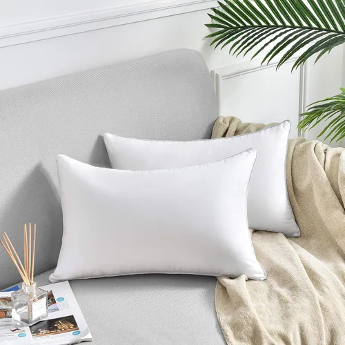 Miniatura 6 de Oubonun Paquete de 2 rellenos de almohada lumbar de 12 x 20 pulgadas, 100% algodón, transpirable, funda rectangular de cojín cuadrado, cojines