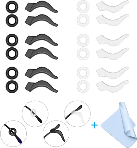 12 pares de agarraderas para las orejas Mcyye para gafas, retenedor antideslizante para gafas, gancho de silicona de alta calidad, evita que los