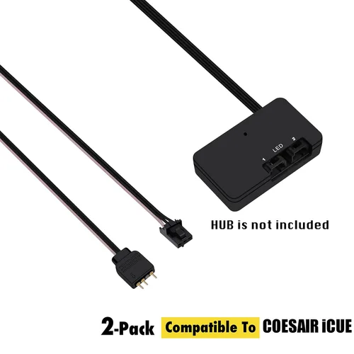 Miniatura 2 de EZDIY-FAB Cable adaptador para Corsair Lighting Node Pro y para Corsair iCUE Commander PRO (el concentrador no está incluido), iluminación RGB