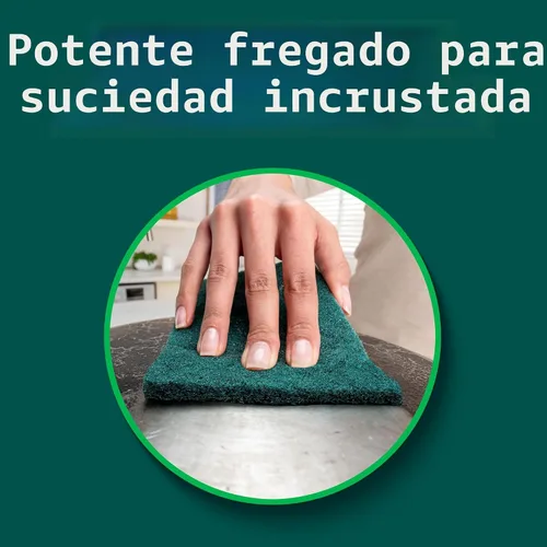 Miniatura 6 de Scotch-Brite Almohadilla de fregado de servicio pesado, escoba de platos para cocina + exterior, 8 almohadillas de fregado para ollas y sartenes sin