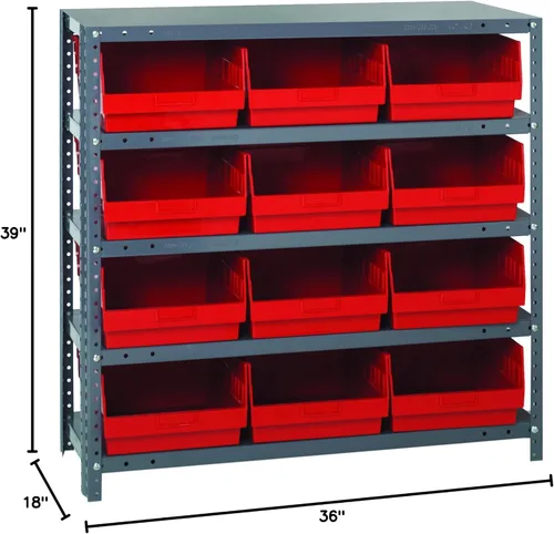 Miniatura 254 de Quantum QSBU-245BK Heavy Duty Shelving Unit with (7) Shelves and (24) QUS245 Black Bins for Garage Warehouse Storage Distribution 400 lb Load