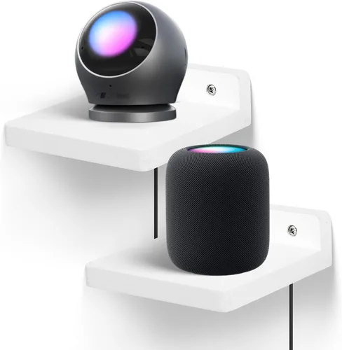 Miniatura 12 de Pequeño estante flotante para pared, juego de 2 estantes de pared de madera de 5 pulgadas, mini altavoces, monitor de bebé, cámaras, soporte de Negro