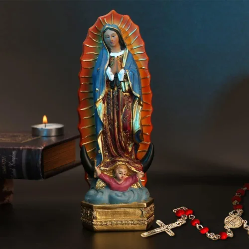 Miniatura 2 de Estatuas de la Virgen de Guadalupe orenm, Estatua de Nuestra Señora de Guadalupe de 8 Pulgadas en Color, Estatua de Resina de la Virgen María