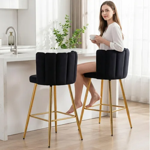 Miniatura 24 de Velvet - Taburetes de bar de 30 pulgadas de altura, juego de 2 taburetes de cocina modernos tapizados, taburetes de mostrador con patas de metal