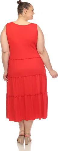 Miniatura 3 de Vestido midi escalonado con cuello redondo y talla grande para mujer