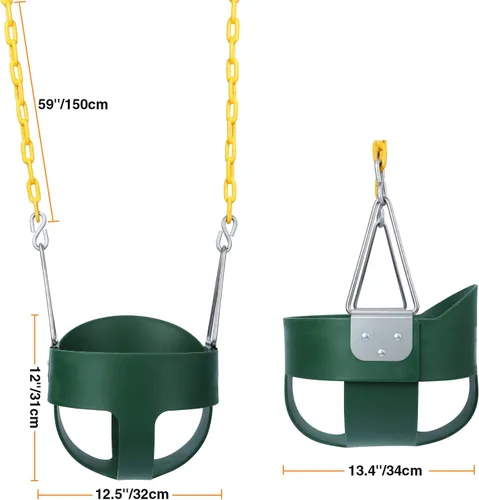 Miniatura 5 de RedSwing Columpio de Cubo Completo de Respaldo Alto con Combo de Asiento de Columpio de Servicio Pesado (Triángulo y Chain Dip), Correas de Árbol