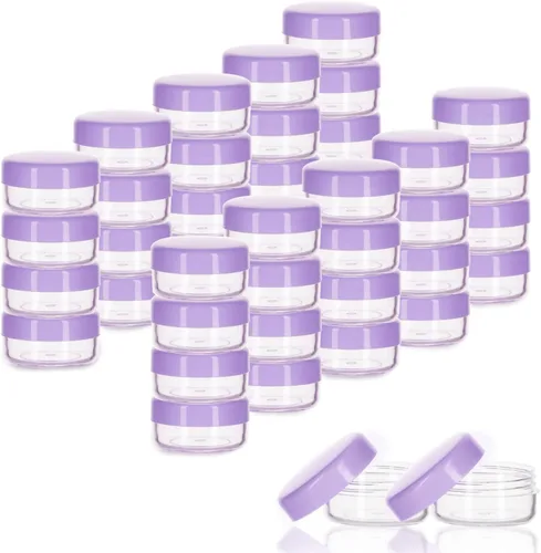 Miniatura 10 de Contenedores de muestra de 0.11 onzas con tapas, paquete de 25 mini recipientes para cosméticos, tarros de muestra negros sin BPA para maquillaje