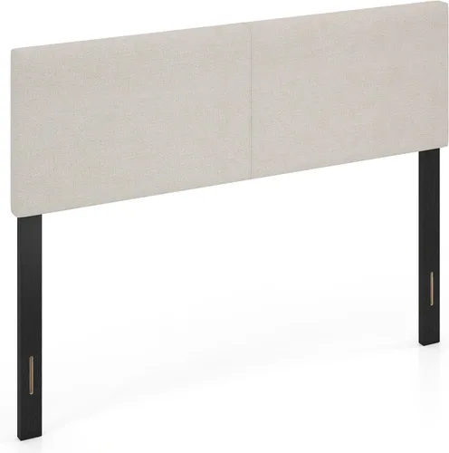 Miniatura 21 de Giantex Cabecero tapizado de lino para marco de cama Full y Queen, cabecero capitonado con botones de ancho ajustable solamente con patas de madera