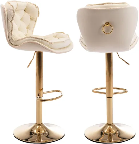 Miniatura 10 de Taburete de bar moderno giratorio de altura de pub, silla de comedor alta con asiento de terciopelo, respaldo, taburete hidráulico sin brazos, Negro