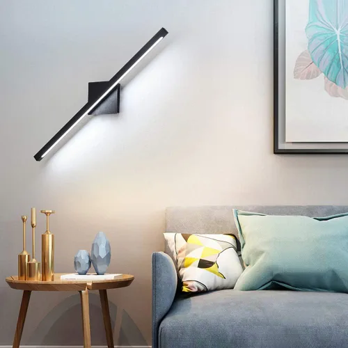 Miniatura 4 de Aplique de pared giratorio negro de 12 W con luz LED moderna para baño y espejo, luz blanca cálida, elegante barra de luz para baño, ideal