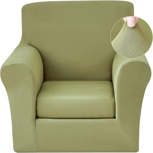 Miniatura 28 de JQinHome Funda elástica para sofá de 2 piezas Fundas para sofá, funda para sillón con funda de cojín separada para silla, protector de muebles