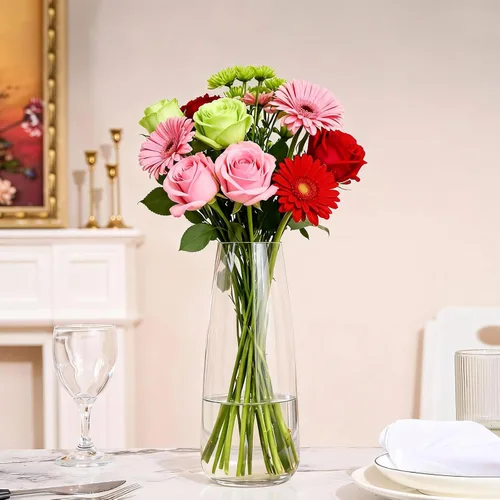 Miniatura 4 de Jarrón de vidrio transparente para decoración del hogar, decoración moderna del hogar para flores de tallo largo, centro de mesa para sala de estar