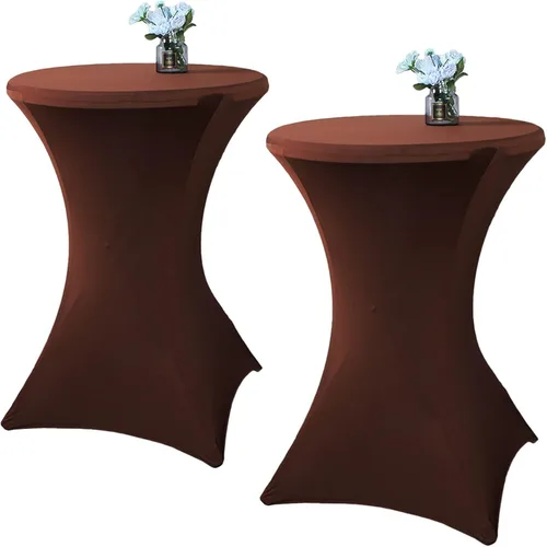 Miniatura 6 de Paquete de 2 manteles de cóctel de elastano de 24 x 43 pulgadas, redondos, ajustables, para bodas, banquetes, eventos, fiestas