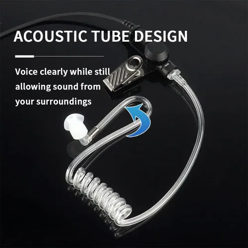 Miniatura 3 de Auricular de radio de 2 vías de 0.138 in/1 pin solo escucha auriculares de tubo acústico para altavoz remoto Mic Motorola Kenwood Walkie Talkie