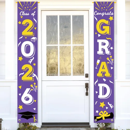 Miniatura 11 de Cartel de graduación para porche, letrero de clase, banderas colgantes de felicitaciones, escuela secundaria, universidad, fiesta, decoración