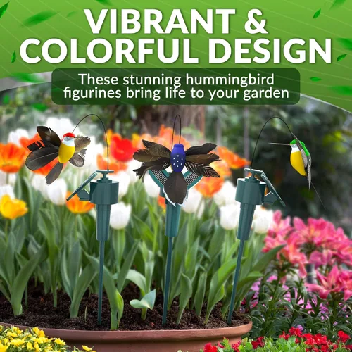 Miniatura 8 de 3 estacas solares de colibrí para jardín que se mueven como pájaros reales, estacas decorativas de jardín, decoración de colibrí en movimiento