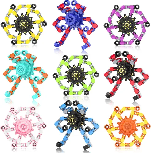 Miniatura 6 de Fidget Spinners transformables, 18 piezas de juguetes sensoriales divertidos para adultos, cadena deformable DIY robot spinner, juguete giroscopio