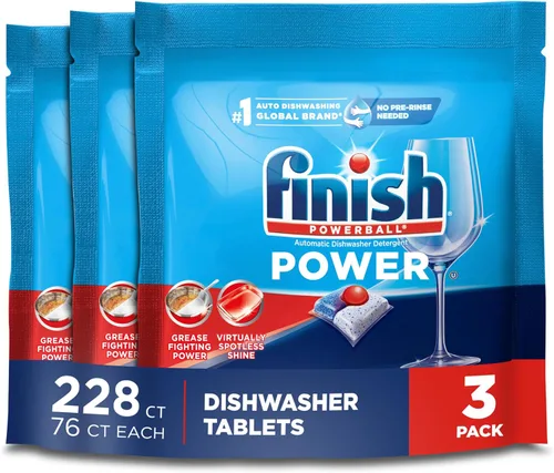 Miniatura 18 de Finish Power Cápsulas para lavavajillas, jabón detergente para lavavajillas sin enjuague previo para limpieza profunda y brillo con poder