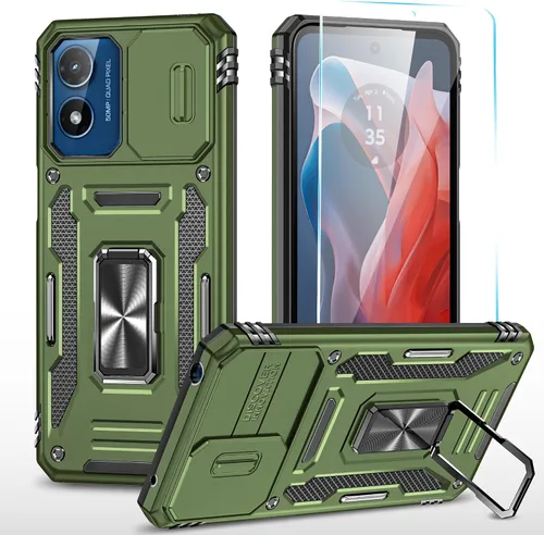 Miniatura 11 de Funda para teléfono SunStory para Motorola Moto G Play 2024 con protector de pantalla HD y cubierta deslizante para la cámara y soporte con patas
