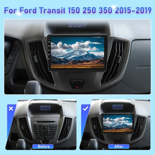 Miniatura 3 de [2+64] Radio de coche para Ford Transit 150 250 350 2015-2019, pantalla táctil Android estéreo de 9 pulgadas con Carplay y Android Auto, GPS, WiFi