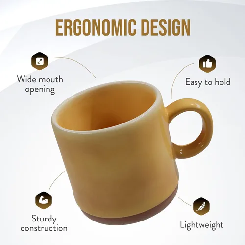 Miniatura 4 de American Atelier Juego de 2 tazas de cerámica, tazas de 4 pulgadas para té, café con leche, chocolate caliente, barra de desayuno, tazas de cocina