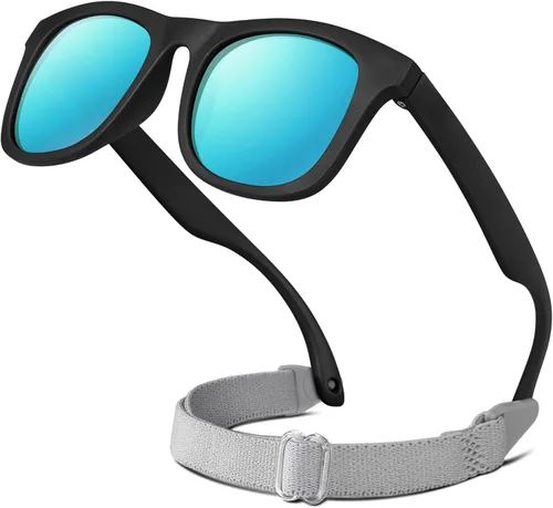 Miniatura 13 de RIVBOS Gafas de sol para bebés niños y niñas con correa UV400 polarizadas flexibles para niños pequeños, bebés y recién nacidos (0-24 meses) RBK0231