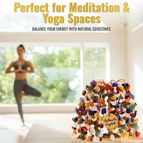 Miniatura 6 de Árbol de la vida de cristal curativo de 7 chakras, decoración de escritorio para el hogar y la oficina, árboles bonsái de dinero de Feng Shui
