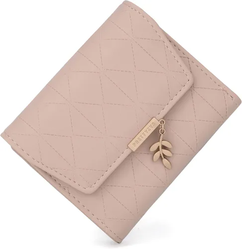 Miniatura 109 de UTO - Cartera pequeña RFID de piel sintética con dije de hoja, cierre de cremallera y tarjetero.