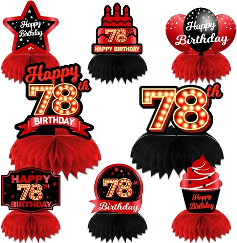 Miniatura 77 de Feliz Cumpleaños 15 Centros de Mesa de Panal Rojo y Negro Globos Decoración Temática de Mesa Decoraciones de Mesa Adornos de Mesa para Niñas Mujeres