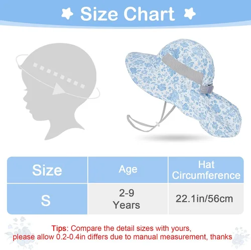 Miniatura 16 de Sombrero de sol para niños, protección UV, unicornio, verano, playa, jugar con ala ancha, solapa para el cuello para niñas y niños