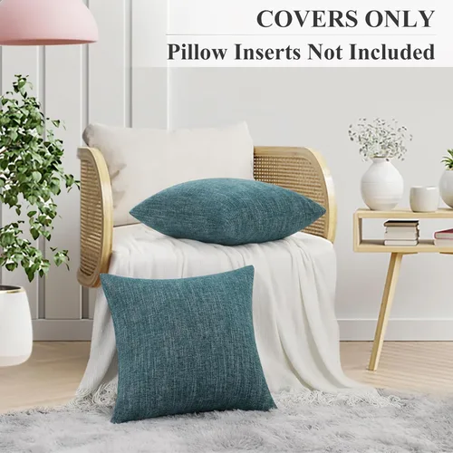 Miniatura 4 de decorUhome Juego de 2 fundas de almohada decorativas de felpilla de 16 x 16 pulgadas, fundas de almohada cuadradas neutrales con textura rústica