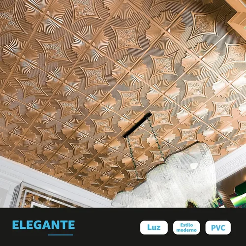 Miniatura 2 de Art3d Azulejos de techo colgantes de 24 x 24 pulgadas en bronce (paquete de 12, 48 pies cuadrados), paneles de revestimiento 3D adhesivos de 2 x 2