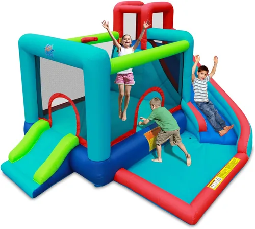 Action Air Bounce House - Casa inflable con soplador para interiores y exteriores - Castillo hinchable con tobogán - Gran área hinchable, amor por