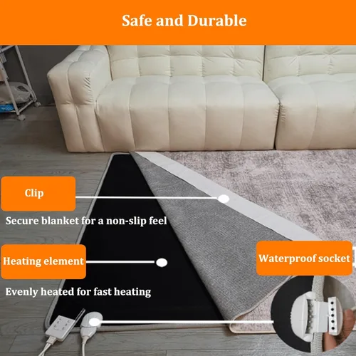 Miniatura 3 de Heated Floor Mats,Removable and Washable Electric Heating Carpet,12 Hour Timer,Energy Savings Space Heaters for Living Room Bathroom(E,140x200cm)