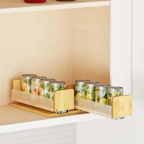 Miniatura 6 de SpaceAid - Organizador de especias extraíble de bambú para gabinete, organizador de condimentos deslizante y resistente para cocina y despensa