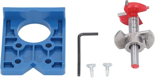 Miniatura 5 de Taladro de plantilla de bisagra, juego de herramientas de perforación ocultas de 1.378 in, muebles de madera para puerta, ventana, carpintería