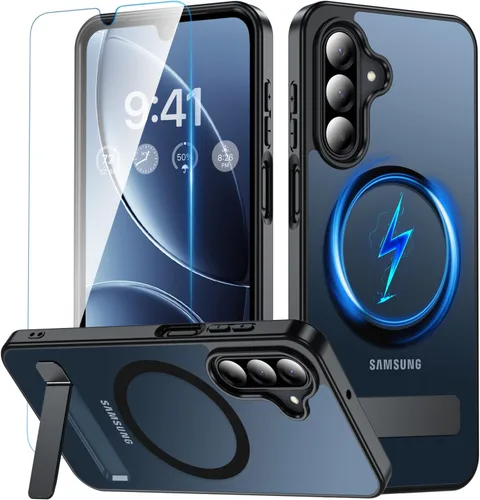 Miniatura 34 de OWKEY Funda para Samsung Galaxy A37/A36 Bark Phone Pro 5G con soporte, magnética, a prueba de golpes, para Magsafe translúcida mate, transparente