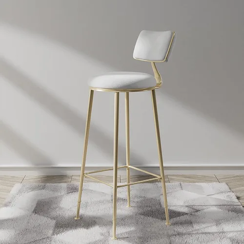 Miniatura 14 de Taburetes de bar de terciopelo modernos con respaldo y patas de metal dorado, cómodas sillas de bar altas tapizadas para cocina, isla de desayuno