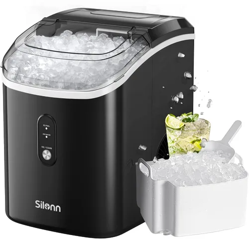 Miniatura 17 de Máquina de hielo Nugget para encimera, máquina de hielo de pellets masticables con función de autolimpieza, máquina de hielo portátil de guijarros